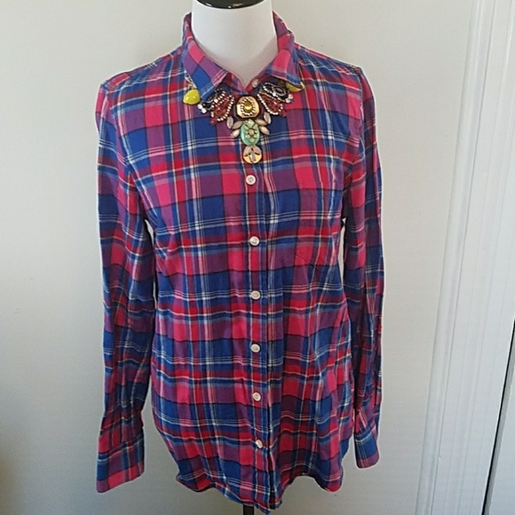 JCrew Pink&Blue Flannel - Picture 2 of 7